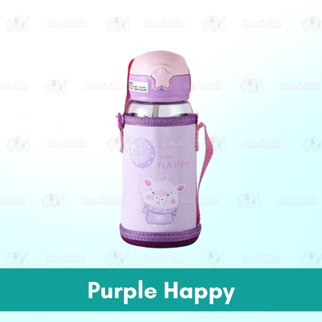 Kids Water Bottle BPA FREE 480ml with Drinking Straw Water Tumbler |  Leakproof Water Bottles Outdoor School - Boo & Bub