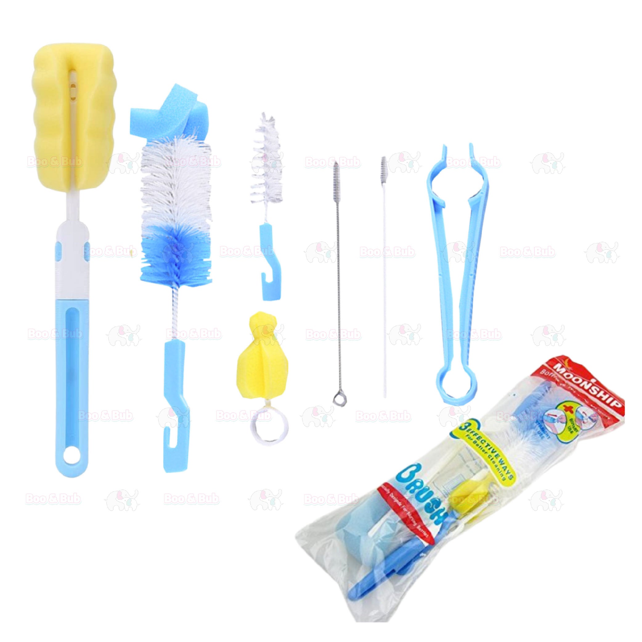 6Pcs Baby Bottle Cleaner Tools | Sponge Brush Cleaning Brush Nipple Brushes With Handle Utensils Tube Tool - Boo & Bub