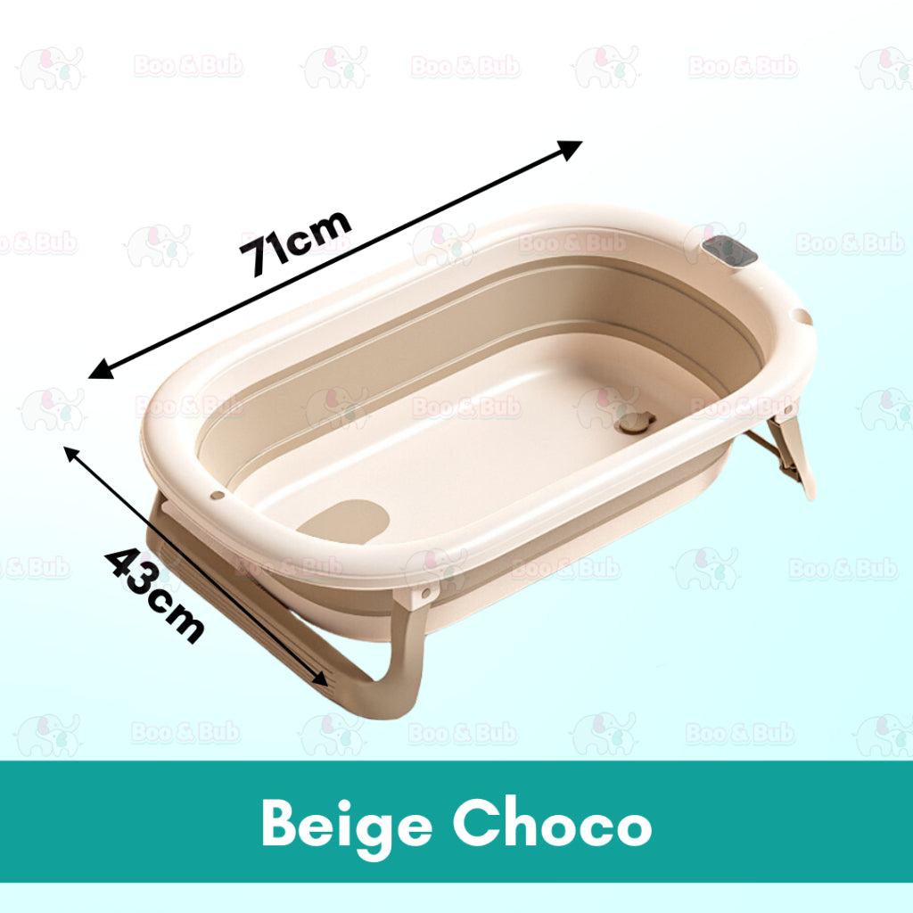 Baby Foldable Bath Tub | Non-Slip Thermometer Bathtub Baby Swim Tubs Bath Body Wash Portable Safe Kid - Boo & Bub