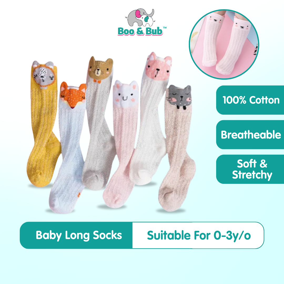 Cute Cartoon Long Socks | Cotton Socks Mosquito-proof Stockings Animal Baby Cotton Socks Knee High Long Leg Warmers - Boo & Bub