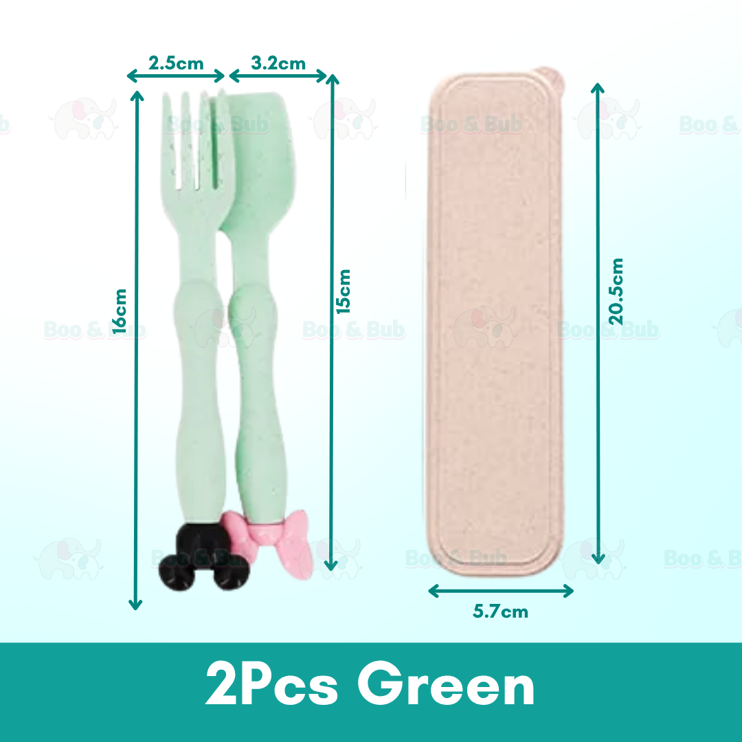 Wheat Cutlery | Bamboo Tableware For Children Travel Cutlery Chopsticks Spoon Kit Gift Dinnerware Set - Boo & Bub
