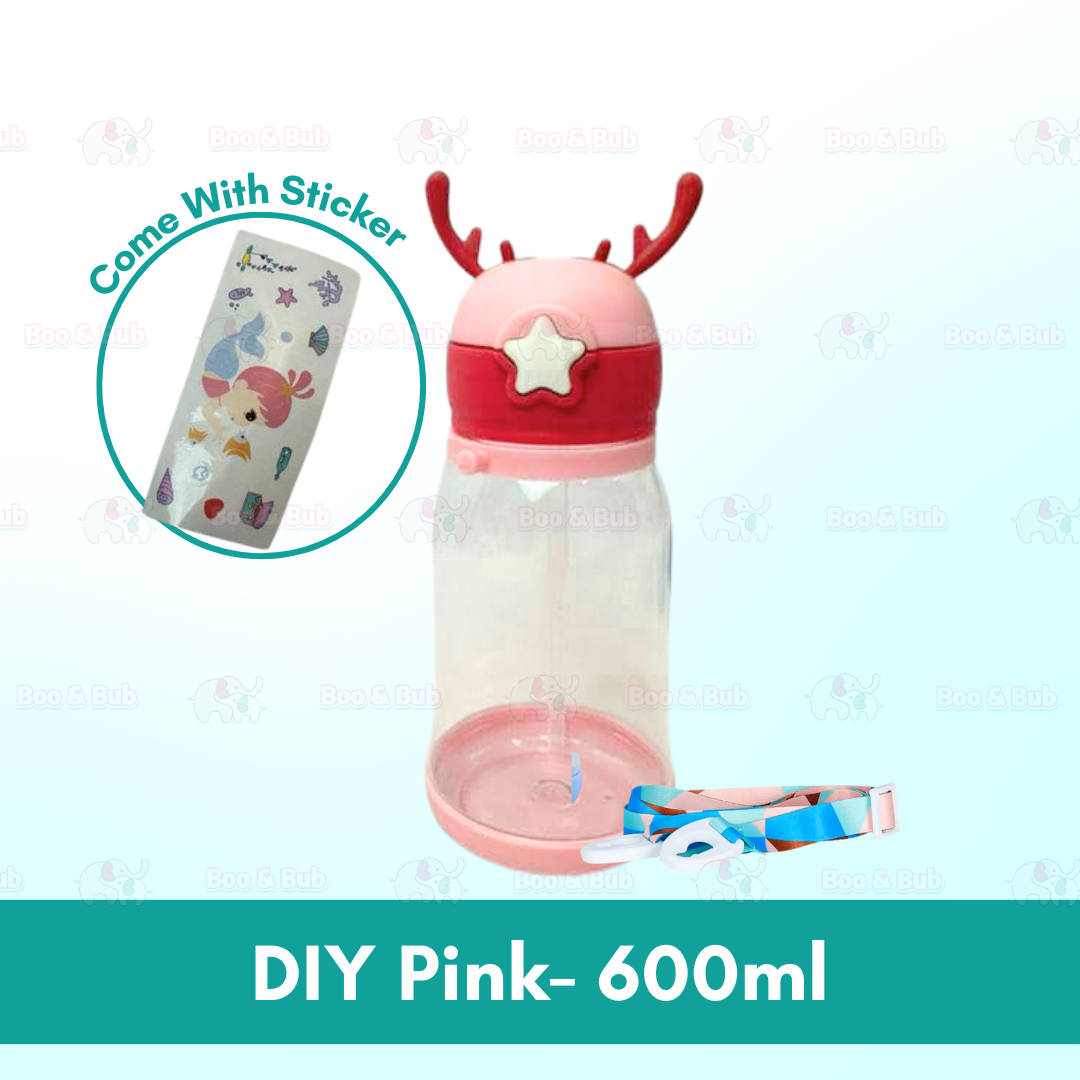 Kids Water Bottle BPA FREE 480ml with Drinking Straw Water Tumbler |  Leakproof Water Bottles Outdoor School - Boo & Bub