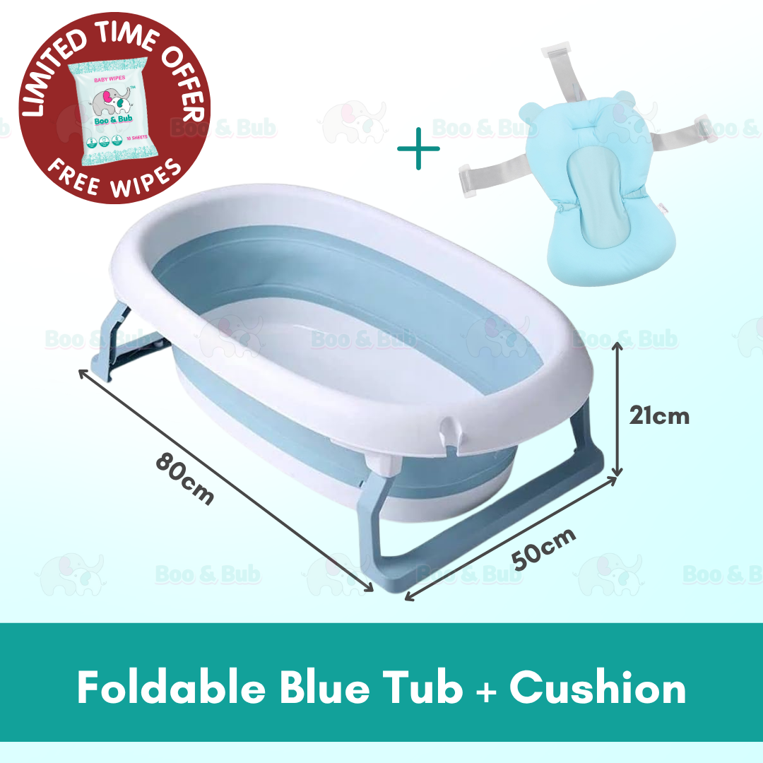 Baby Foldable Bath Tub | Non-Slip Thermometer Bathtub Baby Swim Tubs Bath Body Wash Portable Safe Kid - Boo & Bub