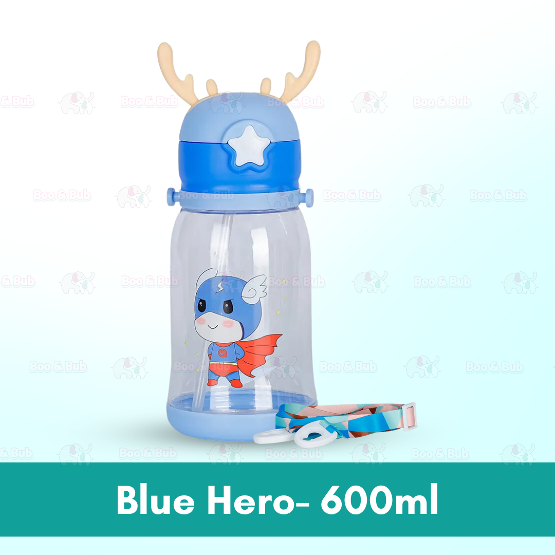 Kids Water Bottle BPA FREE 480ml with Drinking Straw Water Tumbler |  Leakproof Water Bottles Outdoor School - Boo & Bub