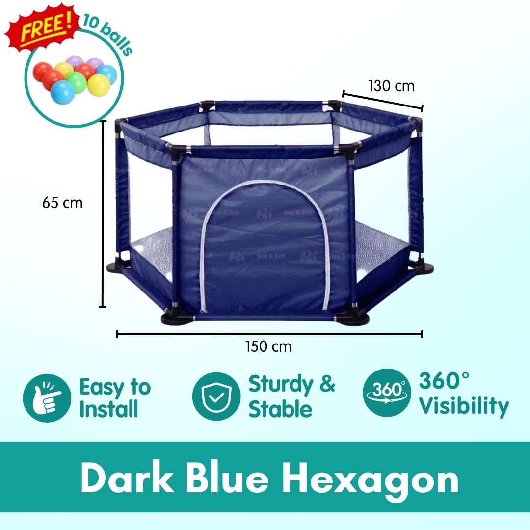 Children's Playpen Fench | Baby Toddler Children Net Playground Hexagon Barrier Baby Child Safety Kids Ocean Ball - Boo & Bub