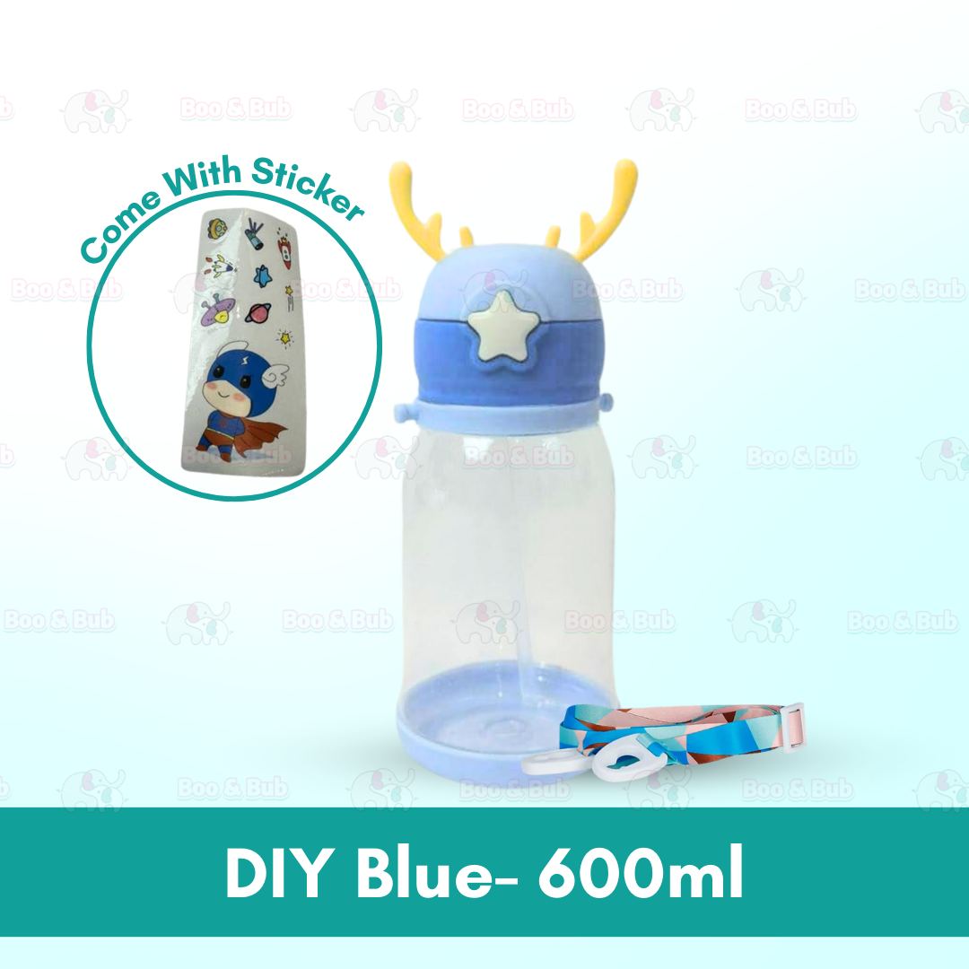 Kids Water Bottle BPA FREE 480ml with Drinking Straw Water Tumbler |  Leakproof Water Bottles Outdoor School - Boo & Bub