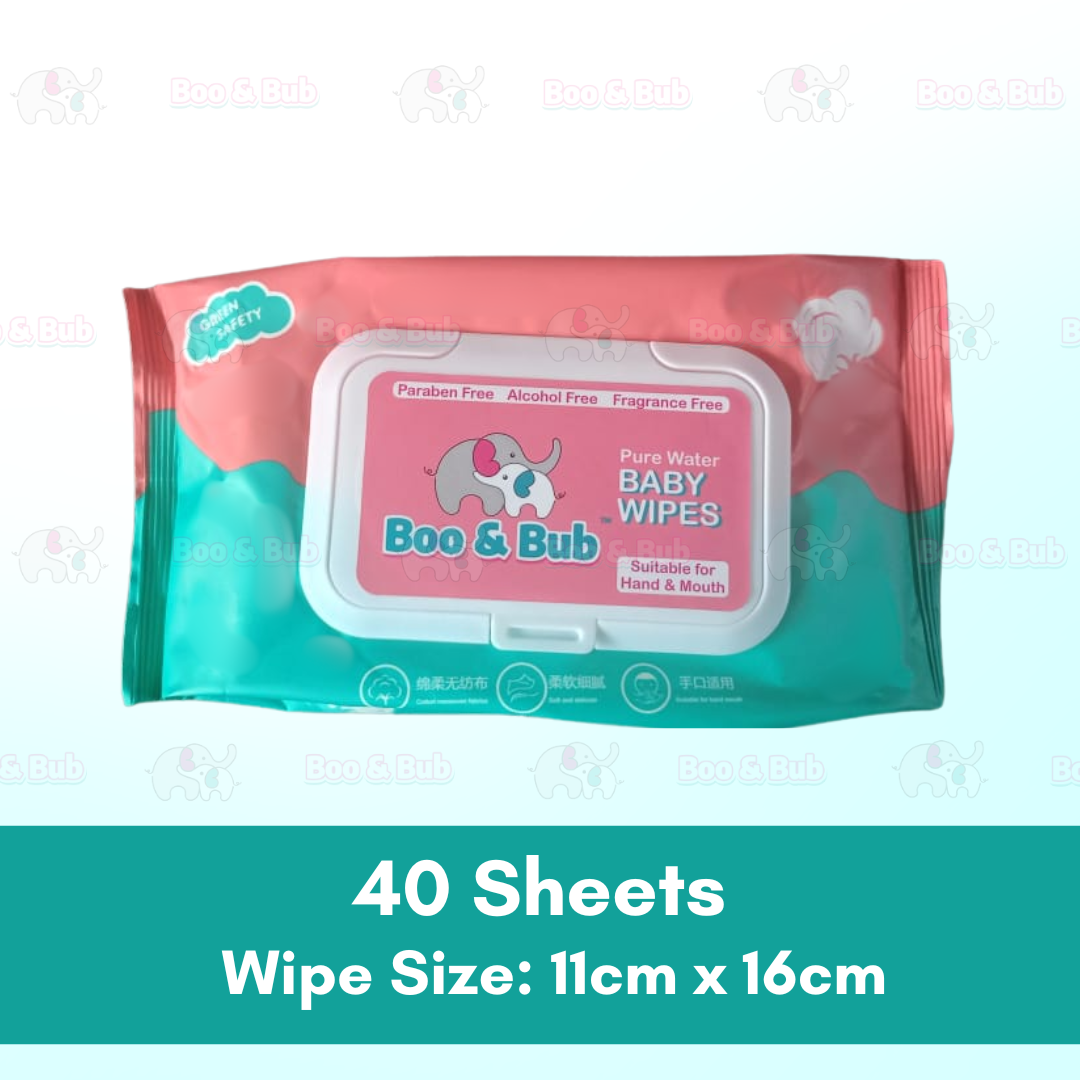 40 pcs Baby Hand Mouth Wipes / Wet Tissue | Alcohol-free, paraben-free, fragrance-free wipe / Tisu Basah Bayi - Boo & Bub