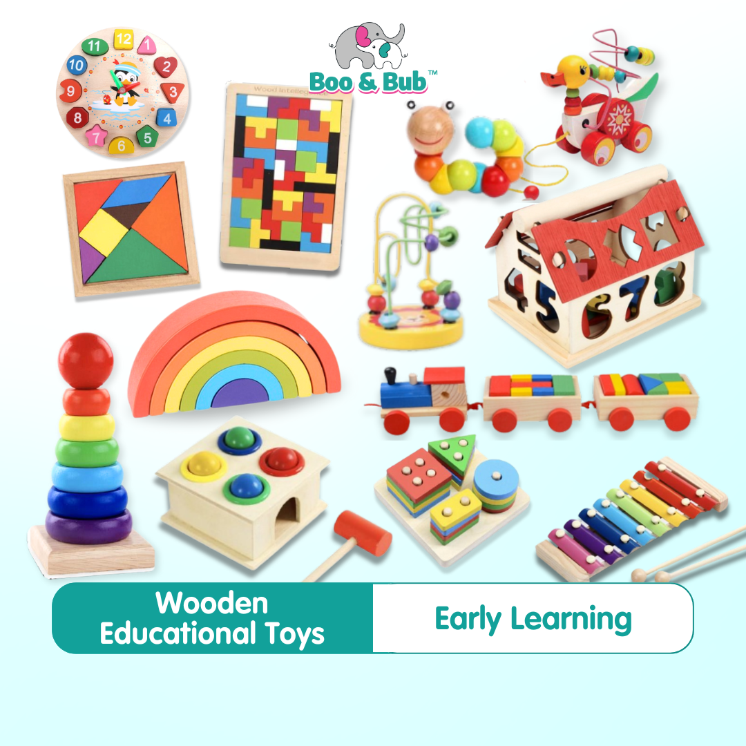 Wooden Educational Toys Kids Early Learning Montessori Building Blocks | mainan edukasi - Boo & Bub