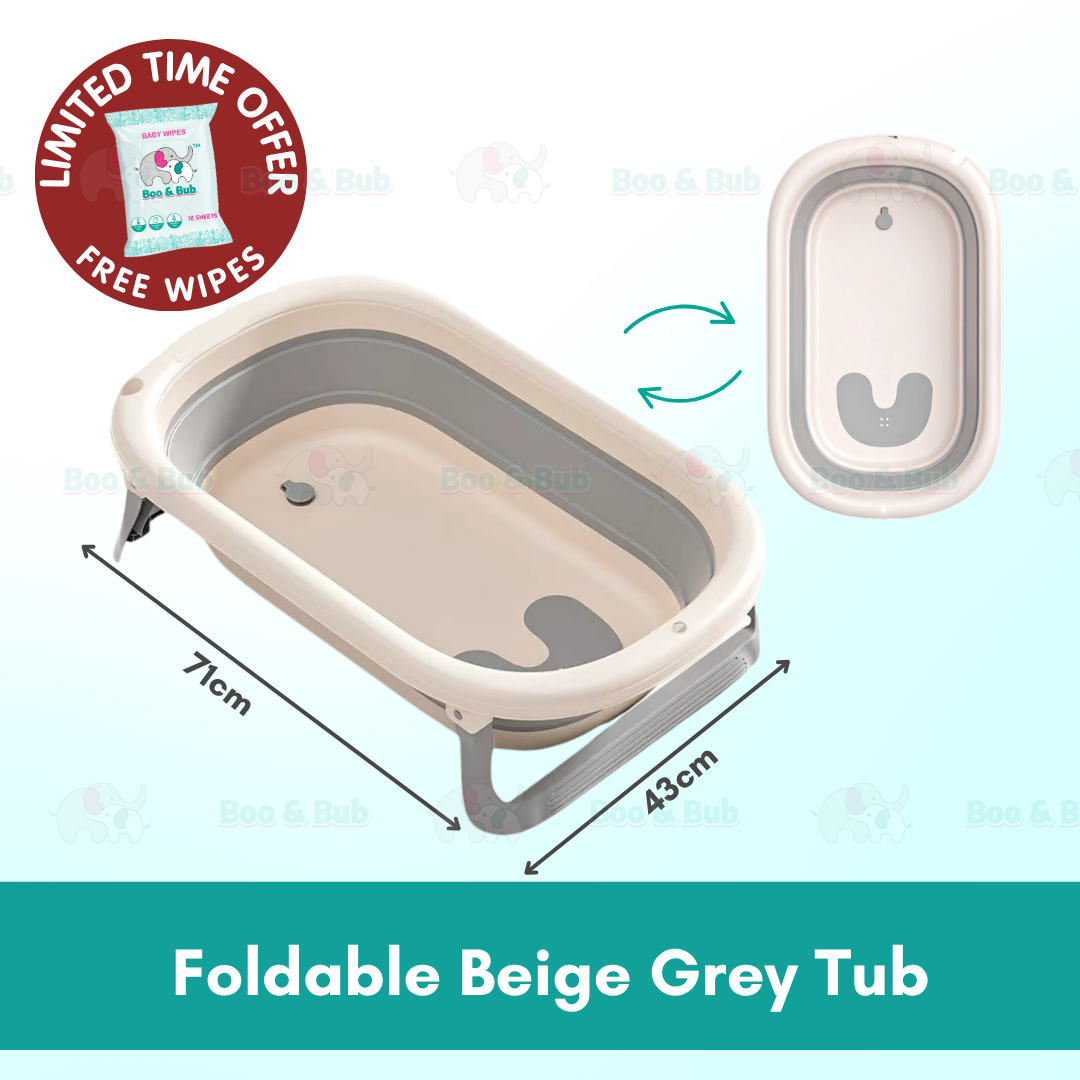 Baby Foldable Bath Tub | Non-Slip Thermometer Bathtub Baby Swim Tubs Bath Body Wash Portable Safe Kid - Boo & Bub