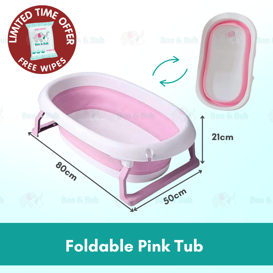 Baby Foldable Bath Tub | Non-Slip Thermometer Bathtub Baby Swim Tubs Bath Body Wash Portable Safe Kid - Boo & Bub