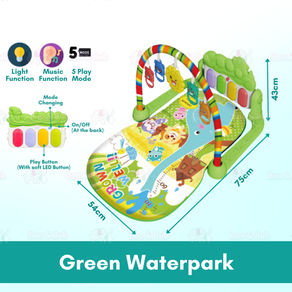 Music Baby Gym Piano Play Mat | Infant Crawling Activity Bed Toddler Exercise Fitness Rattle | Tilam Mainan Bayi - Boo & Bub