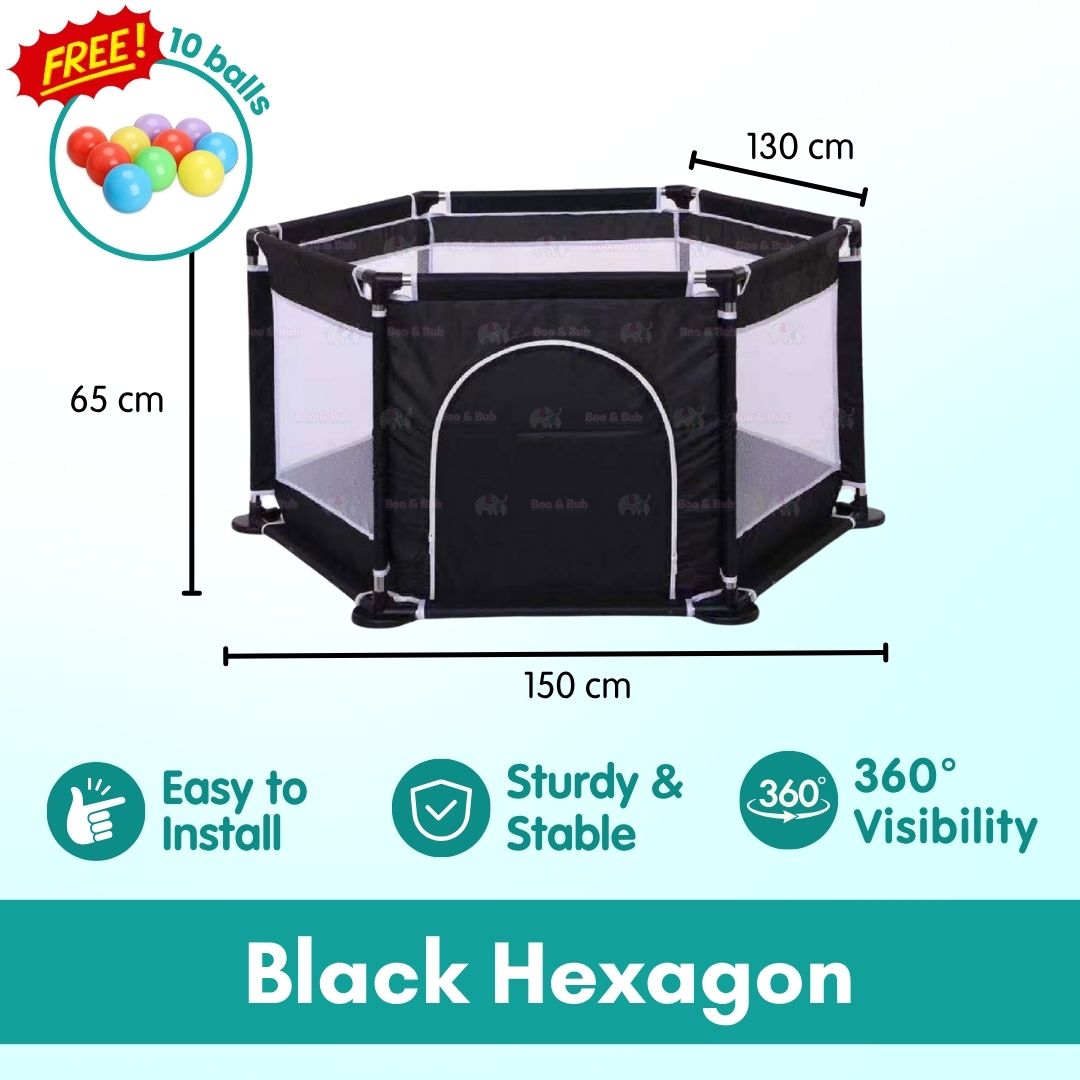 Children's Playpen Fench | Baby Toddler Children Net Playground Hexagon Barrier Baby Child Safety Kids Ocean Ball - Boo & Bub