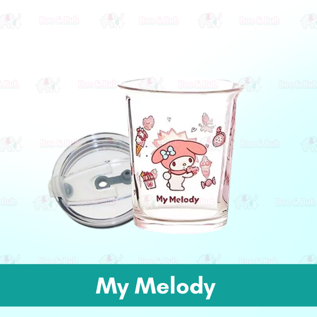 400ml Milk Cup with Cover Silicone straw | Training Glass Mug Baby Dinosaur Unicorn Water Bottle Heat-Resistant - Boo & Bub