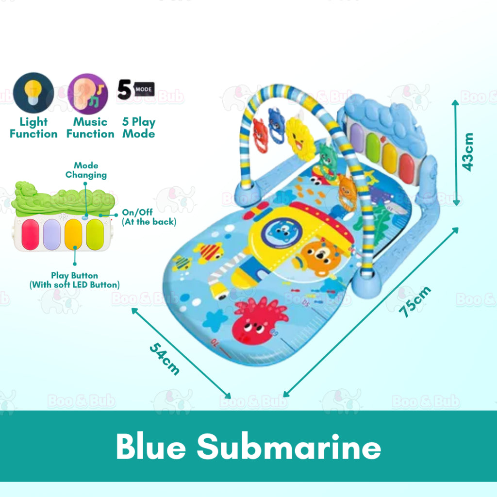 Music Baby Gym Piano Play Mat |  Infant Crawling Activity Bed Toddler Exercise Fitness Rattle | Tilam Mainan Bayi - Boo & Bub