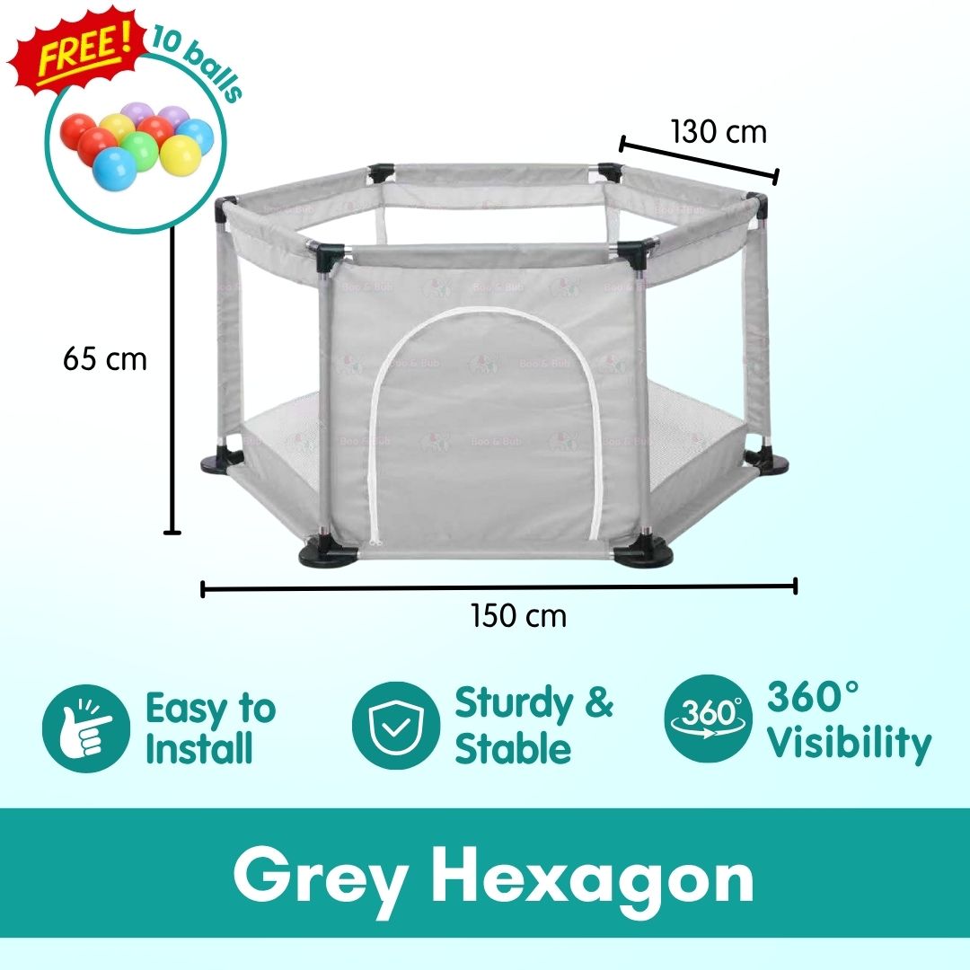Children's Playpen Fench | Baby Toddler Children Net Playground Hexagon Barrier Baby Child Safety Kids Ocean Ball - Boo & Bub