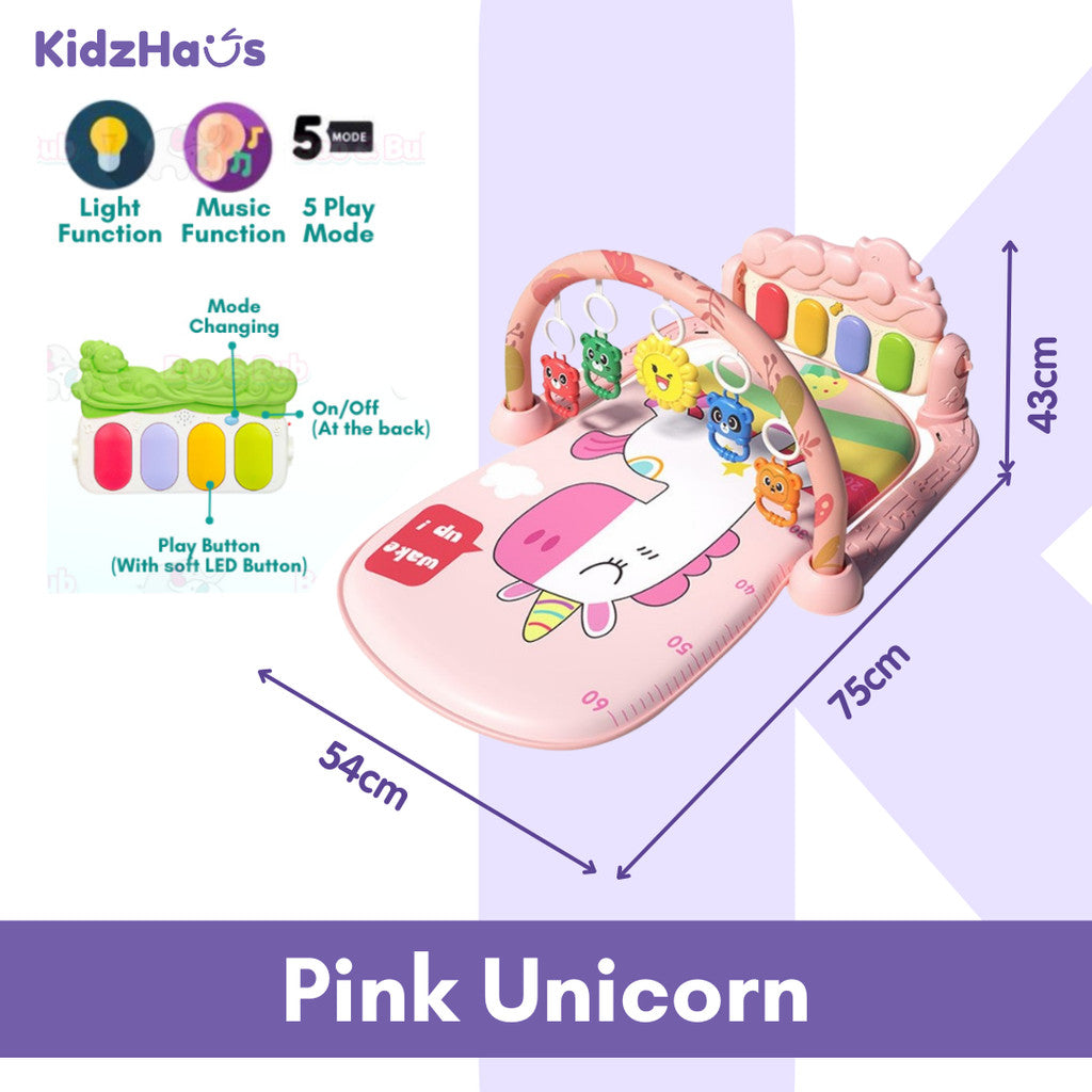 Music Baby Gym Piano Play Mat | Infant Crawling Activity Bed Toddler Exercise Fitness Rattle | Tilam Mainan Bayi - Boo & Bub