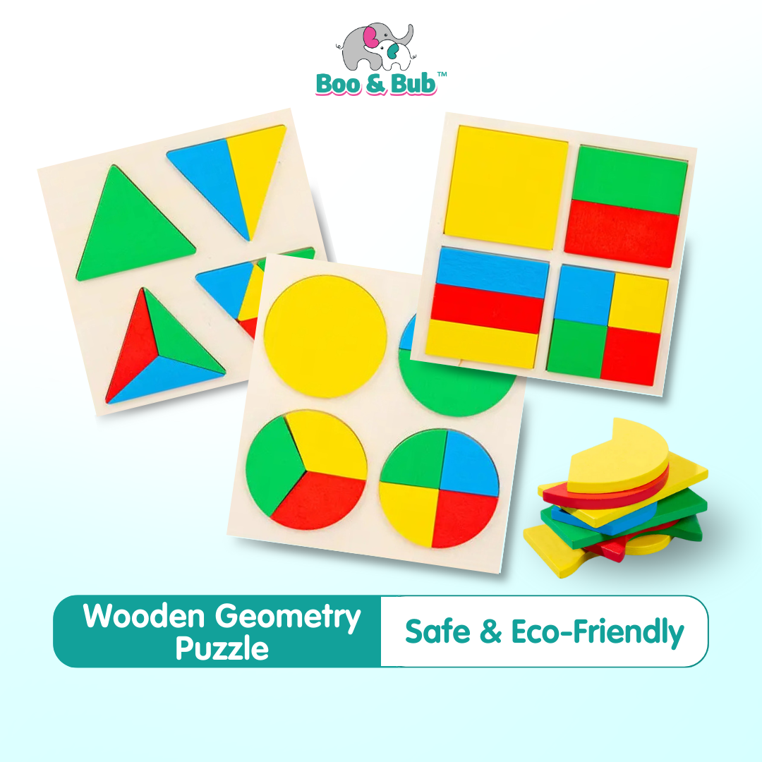 Wooden Geometric Shapes Puzzle | Sorting Shape Early Learning Educational Toy Kids Baby Toddler Toys - Boo & Bub