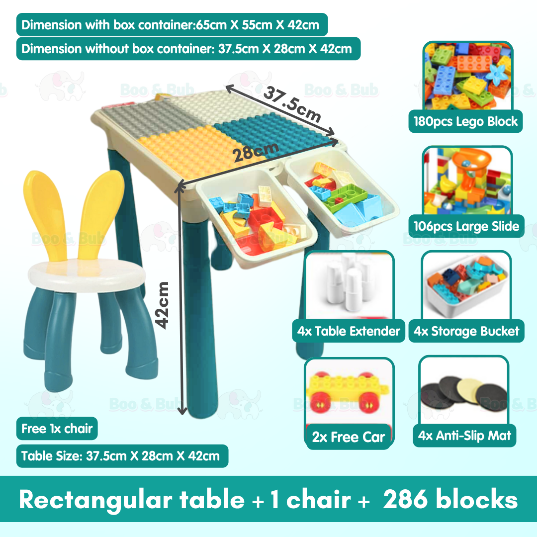 Multi-Function Children Building Blocks Table | Learning Playing Study Drawing Compatible Duplo Kids Desk - Boo & Bub