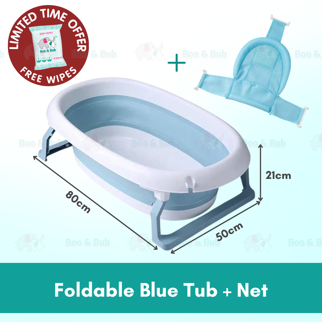 Baby Foldable Bath Tub | Non-Slip Thermometer Bathtub Baby Swim Tubs Bath Body Wash Portable Safe Kid - Boo & Bub