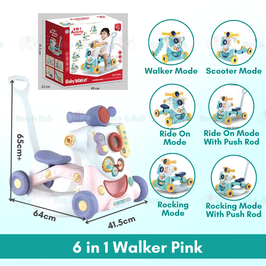 Baby Walker | Stand-to-Sit Trolley High Quality Kids Gift For Toddler Learning Walk Music Piano Phone Drawing Toy - Boo & Bub