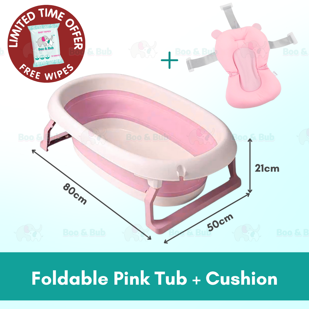 Baby Foldable Bath Tub | Non-Slip Thermometer Bathtub Baby Swim Tubs Bath Body Wash Portable Safe Kid - Boo & Bub