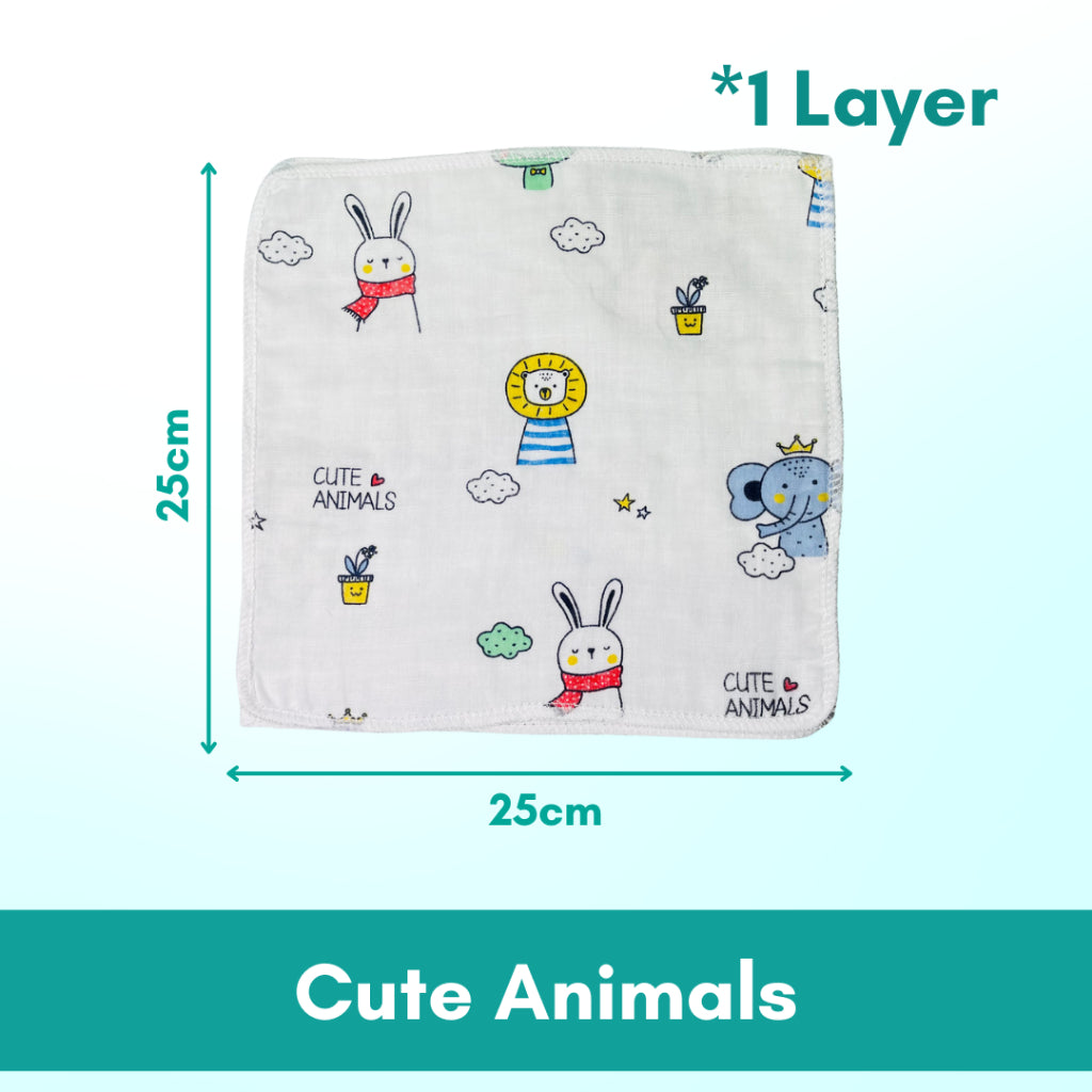 Baby Cotton Soft Cartoon Handkerchief | Newborn Toddler Soft Bath Gauze Feeding Kids Wash 手帕 - Boo & Bub