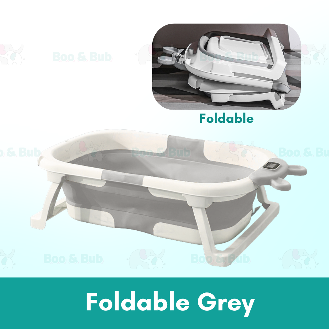 Baby Foldable Bath Tub | Non-Slip Thermometer Bathtub Baby Swim Tubs Bath Body Wash Portable Safe Kid - Boo & Bub