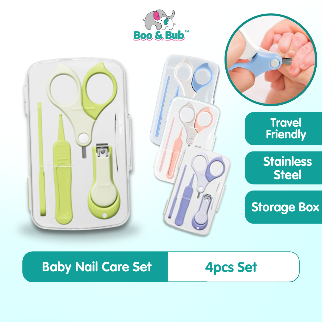 4pcs Newborn Baby Nail Care Set Kit | Cute Infant Finger Trimmer Scissors Nail Clippers Cartoon Animal Storage - Boo & Bub