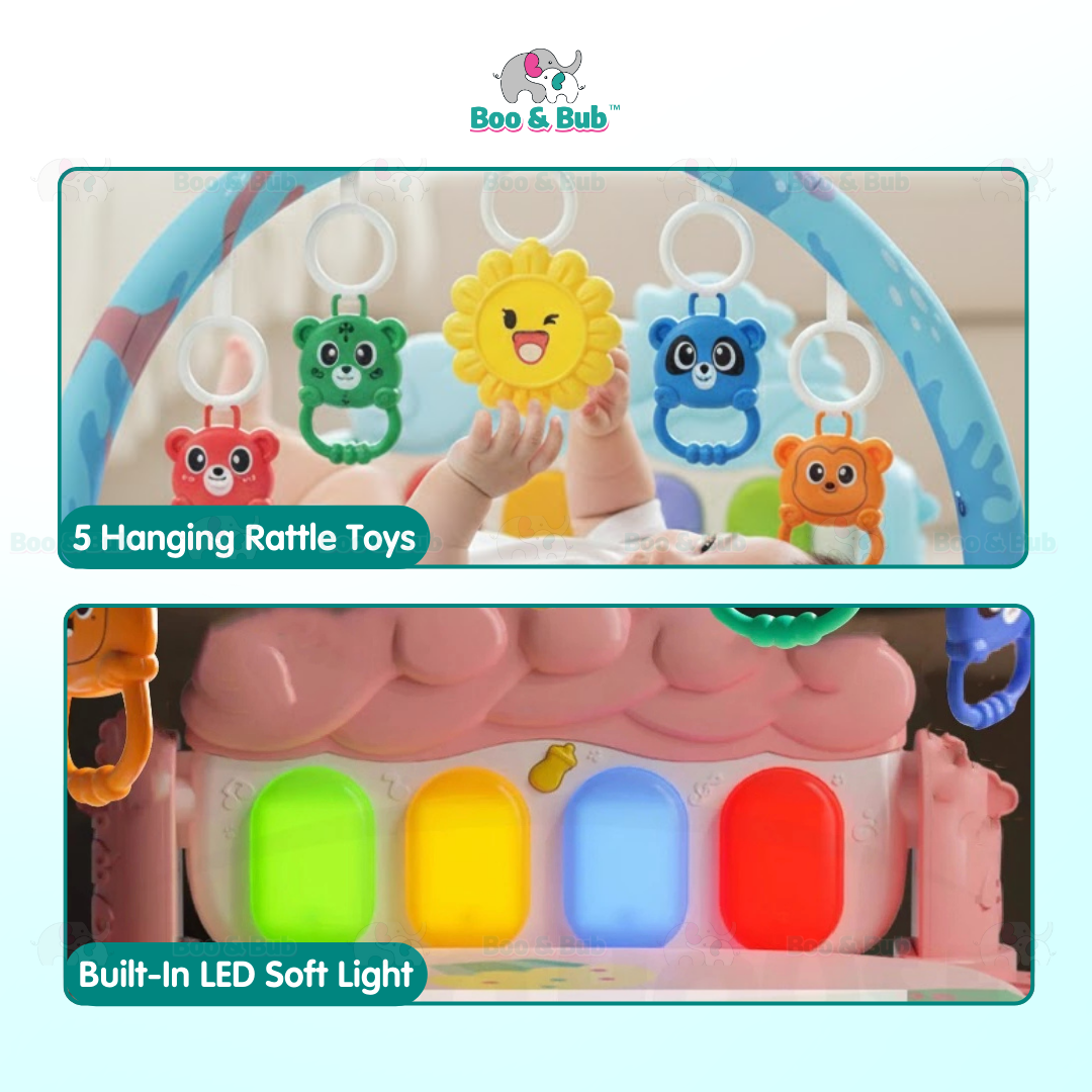 Music Baby Gym Piano Play Mat | Infant Crawling Activity Bed Toddler Exercise Fitness Rattle | Tilam Mainan Bayi - Boo & Bub