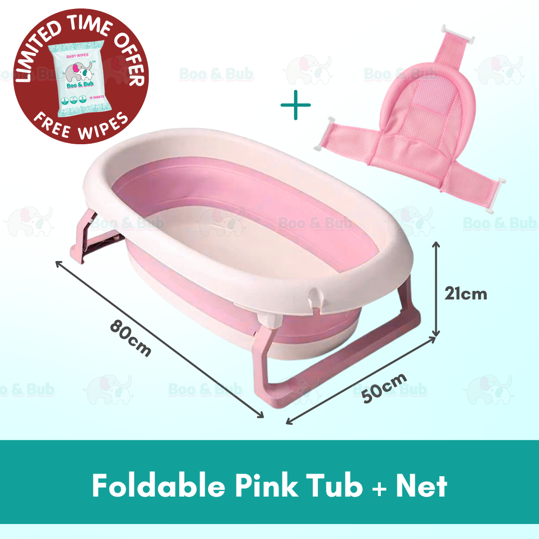 Baby Foldable Bath Tub | Non-Slip Thermometer Bathtub Baby Swim Tubs Bath Body Wash Portable Safe Kid - Boo & Bub