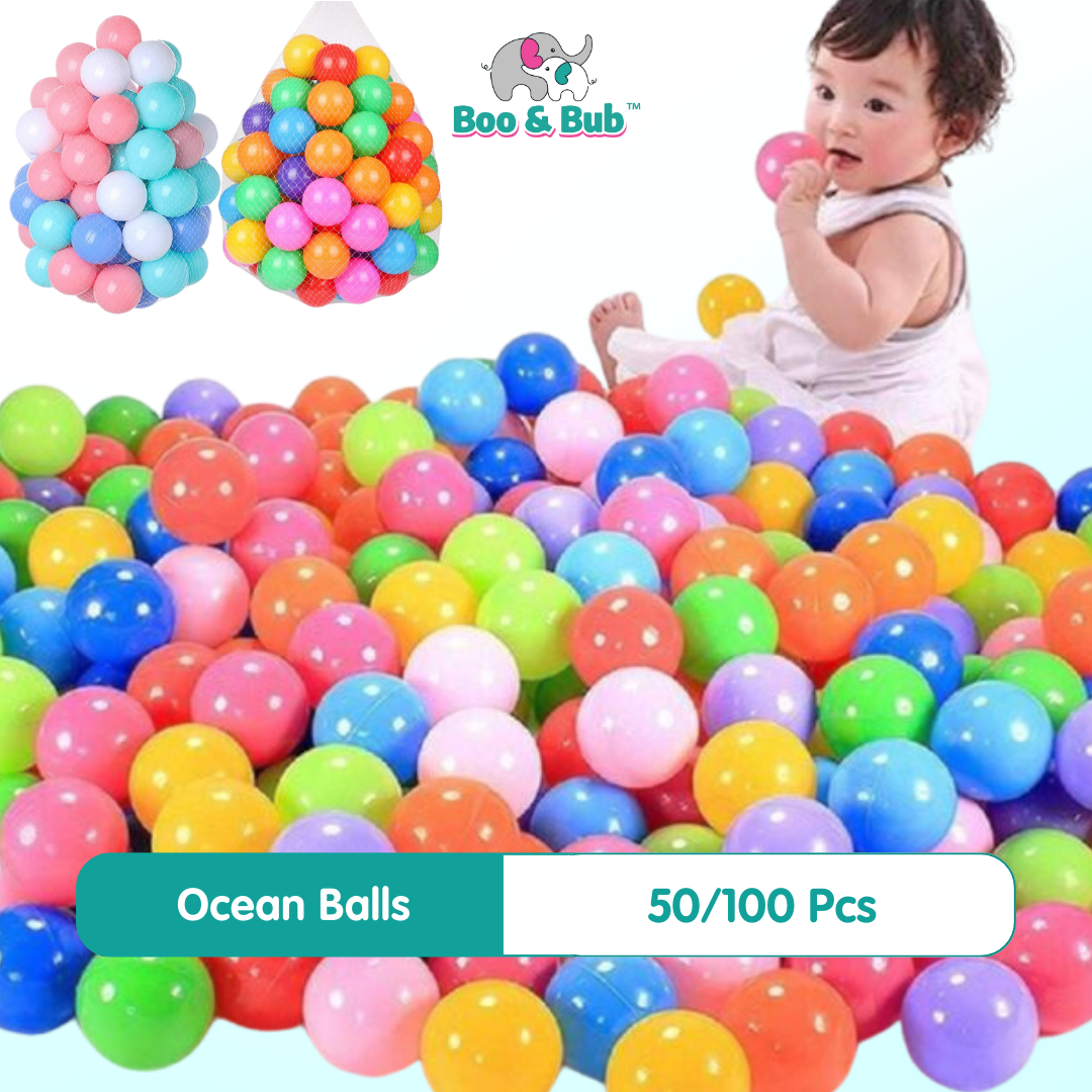 50/100 pcs Ocean Balls | Eco-Friendly Colorful Plastic Ball Funny Baby Kid Swim Pit Toy Water Pool Ocean Wave Ball - Boo & Bub