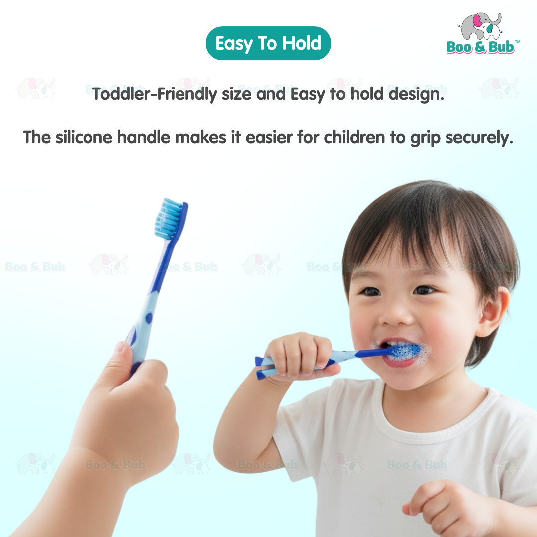 Cartoon Kid Toothbrush | Baby Cleaning Teether Dental Oral Hygiene Care Anti Slide Handle Tooth Brush - Boo & Bub