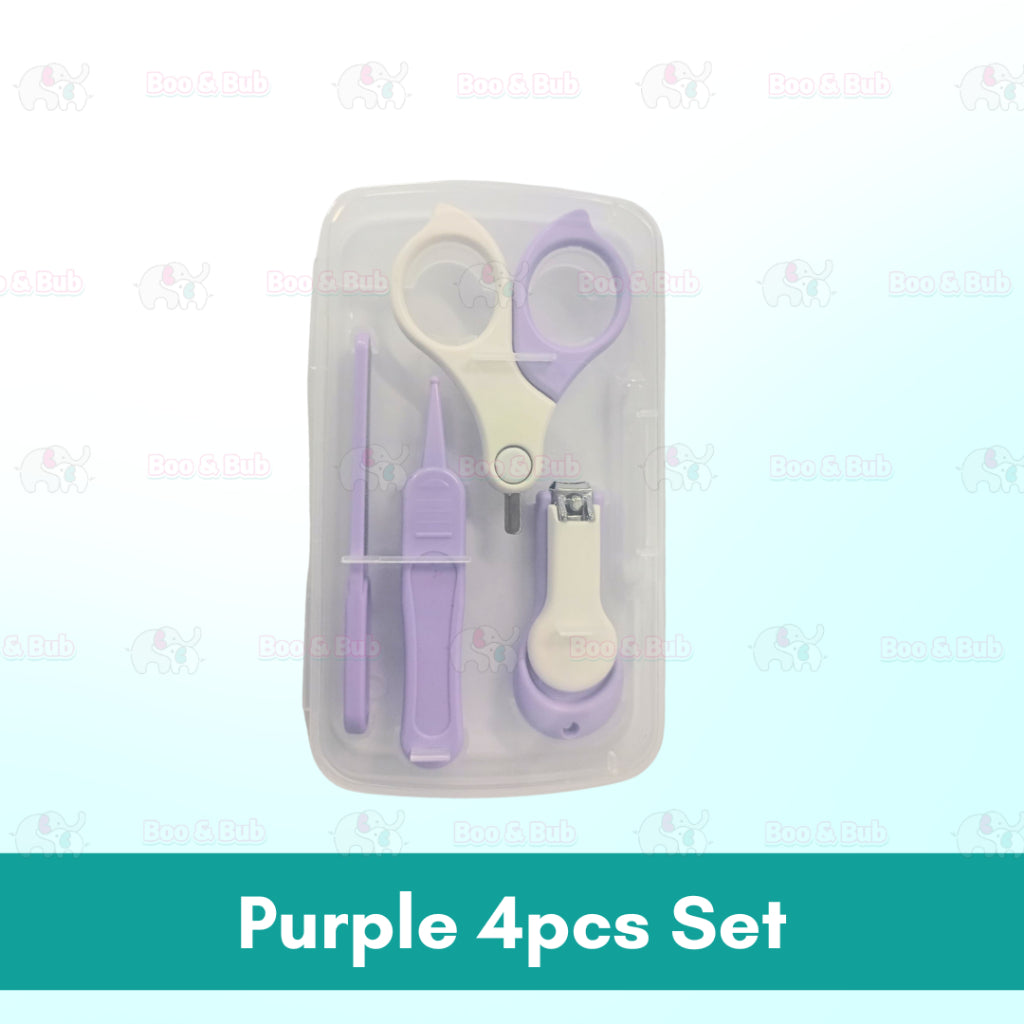 4pcs Newborn Baby Nail Care Set Kit | Cute Infant Finger Trimmer Scissors Nail Clippers Cartoon Animal Storage - Boo & Bub