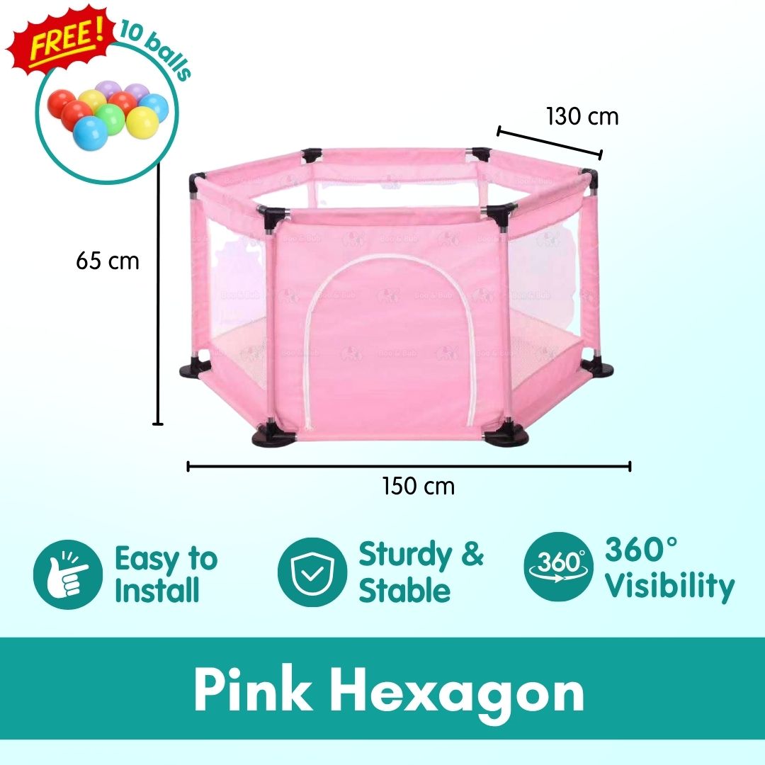 Children's Playpen Fench | Baby Toddler Children Net Playground Hexagon Barrier Baby Child Safety Kids Ocean Ball - Boo & Bub