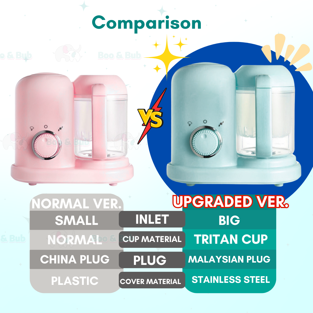 Boo&Bub Baby Food Processor 4 in 1 Baby Food Blender Makanan Baby Blender Baby Food Processor Steamer Mixer Grinder - Boo & Bub