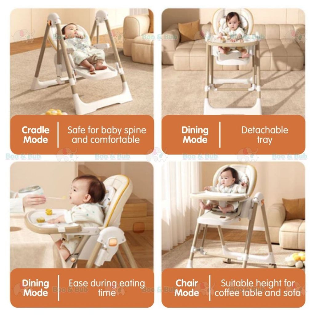 Baby Dining High Chair | Adjustable height Multifunctional Portable Eating Safety Toddler Chair - Boo & Bub