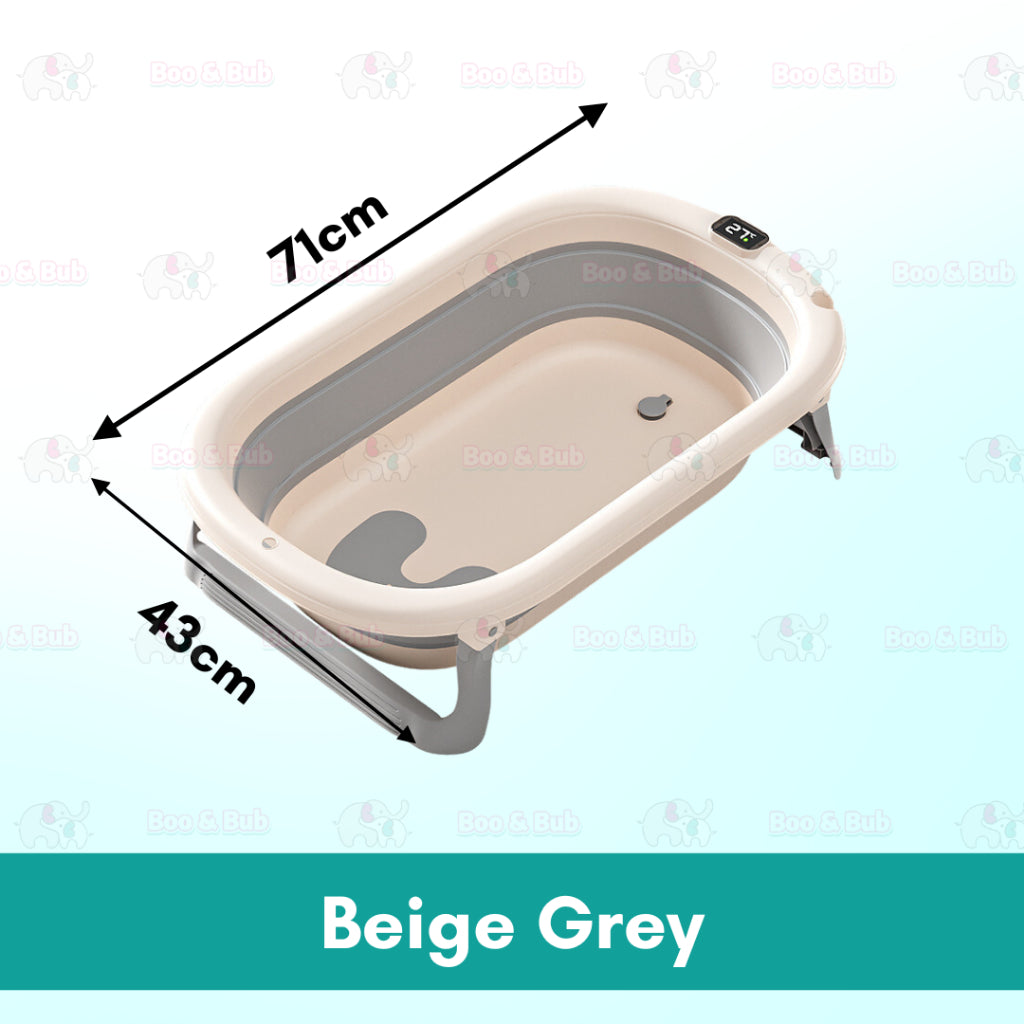Baby Foldable Bath Tub | Non-Slip Thermometer Bathtub Baby Swim Tubs Bath Body Wash Portable Safe Kid - Boo & Bub