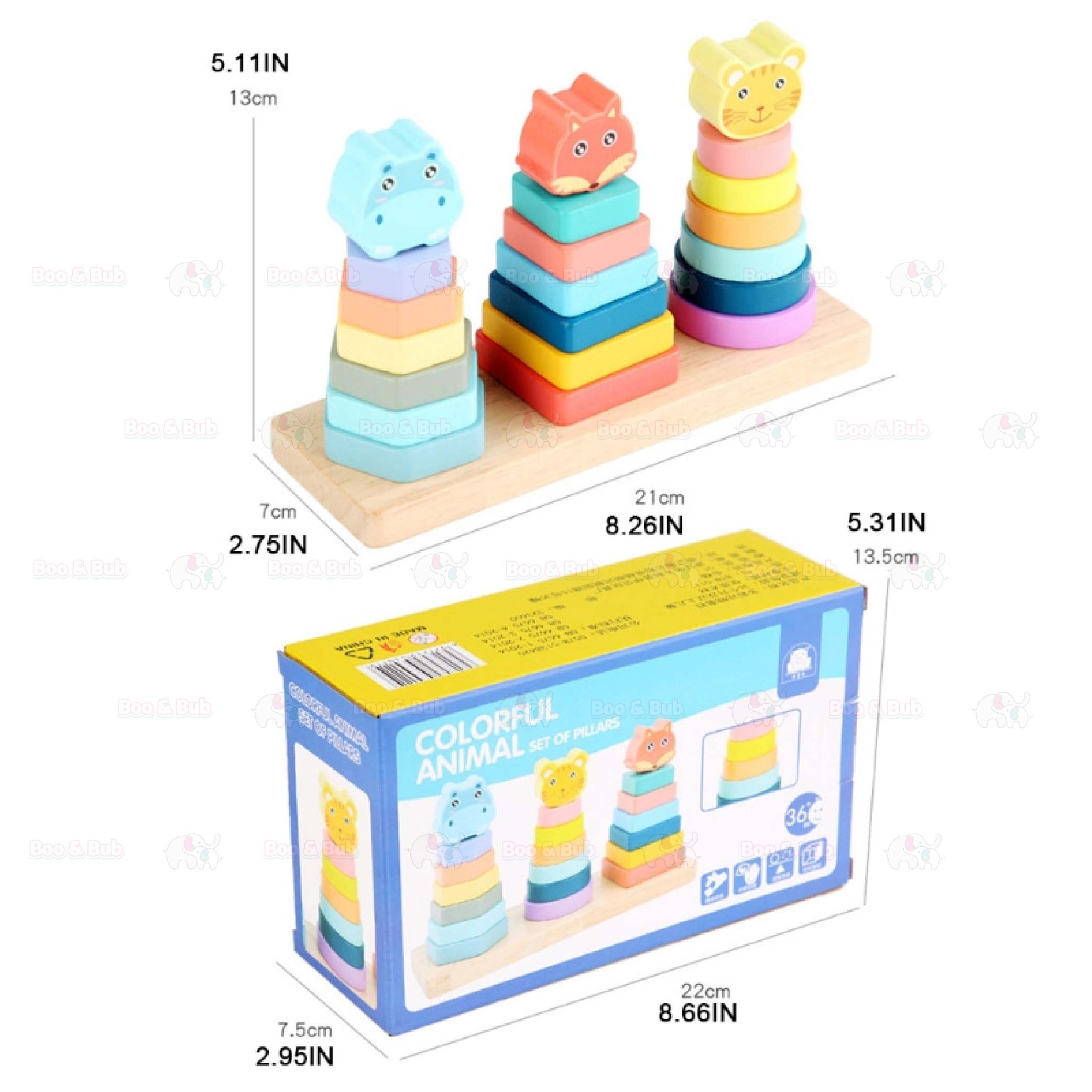 Wooden Educational Toys Kids Early Learning Montessori Building Blocks | mainan edukasi - Boo & Bub