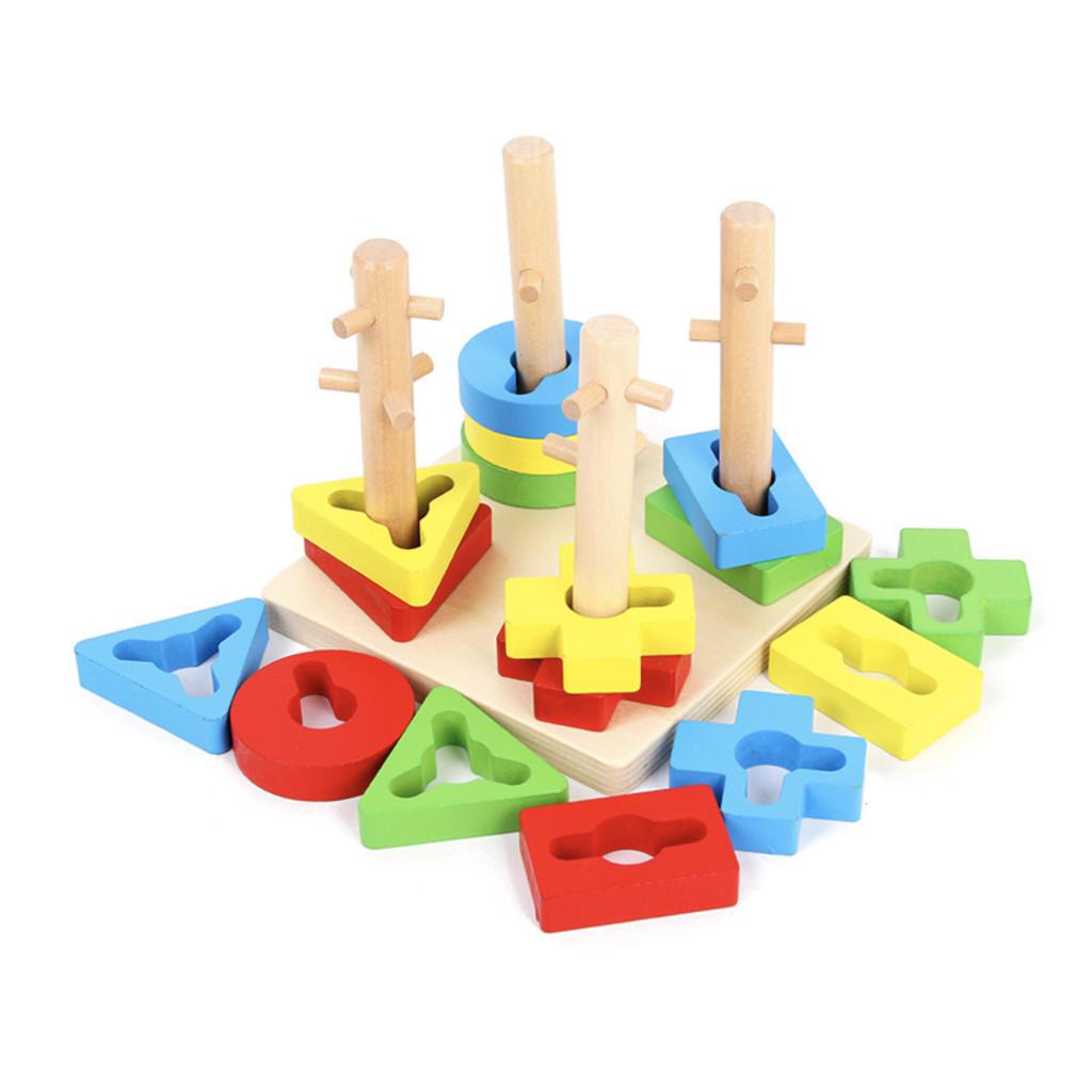 Wooden Educational Toys Kids Early Learning Montessori Building Blocks | mainan edukasi - Boo & Bub