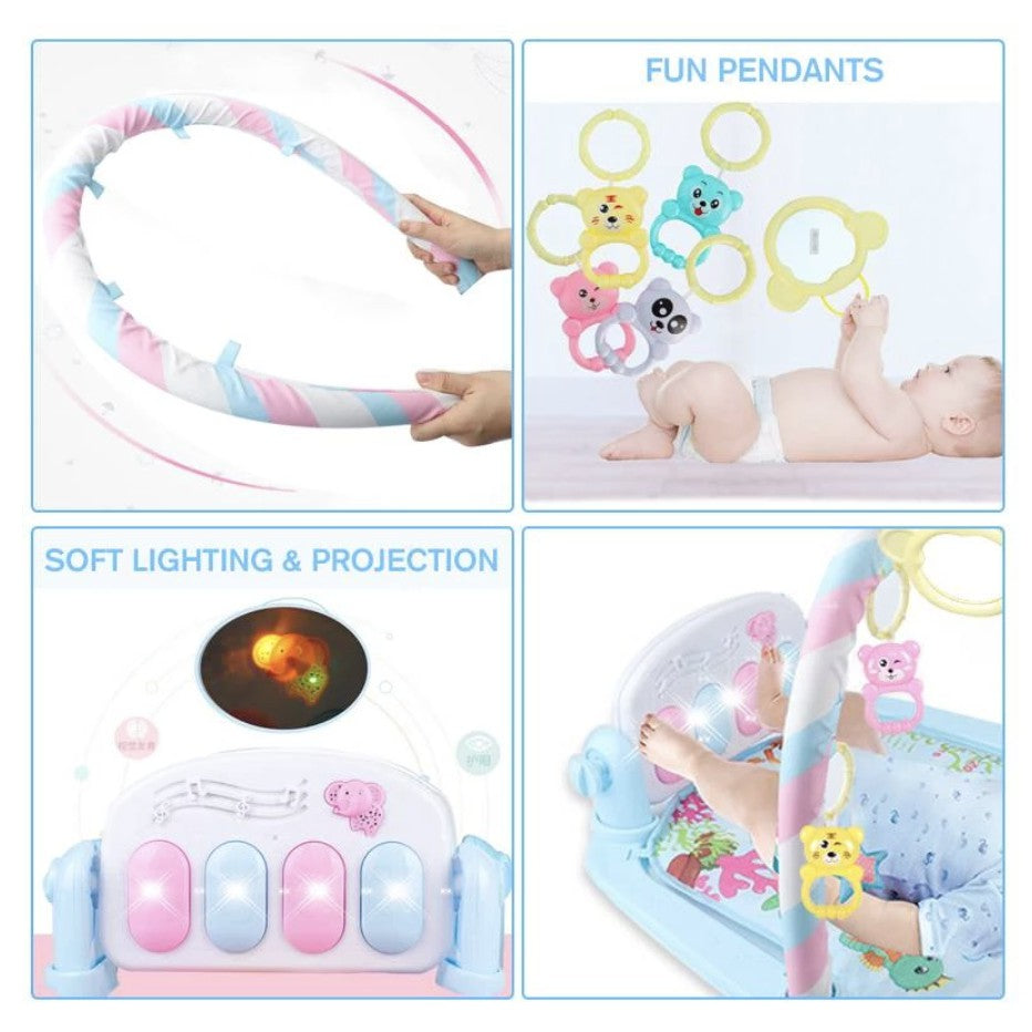 Music Baby Gym Piano Play Mat |  Infant Crawling Activity Bed Toddler Exercise Fitness Rattle | Tilam Mainan Bayi - Boo & Bub