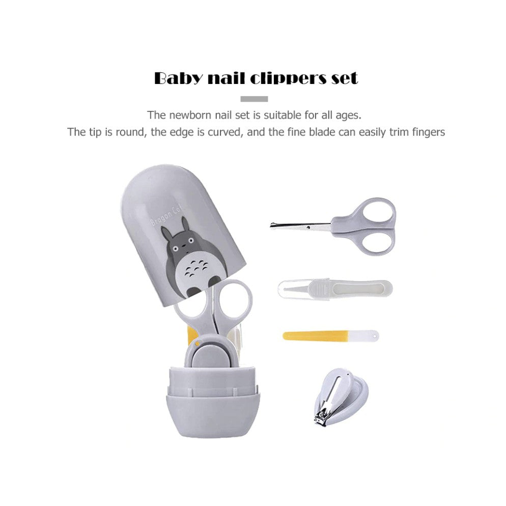 4pcs Newborn Baby Nail Care Set Kit | Cute Infant Finger Trimmer Scissors Nail Clippers Cartoon Animal Storage - Boo & Bub