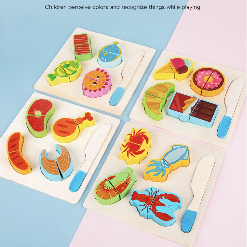 Wooden Kitchen Cut | Fruits Vegetables Dessert Kids Cooking Kitchen Toy Food Pretend Early Learnin Educational Toys - Boo & Bub