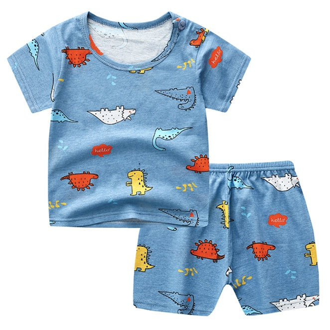 2PCS Kids Short Sleeve T-Shirt Shorts Set | Baju Budak Fashion | Boys Girls Children Clothing Summer Wear - Boo & Bub