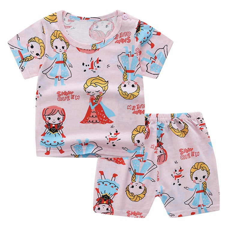 2PCS Kids Short Sleeve T-Shirt Shorts Set | Baju Budak Fashion | Boys Girls Children Clothing Summer Wear - Boo & Bub
