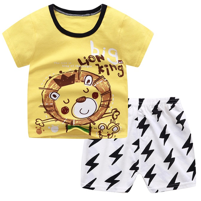 2PCS Kids Short Sleeve T-Shirt Shorts Set | Baju Budak Fashion | Boys Girls Children Clothing Summer Wear - Boo & Bub