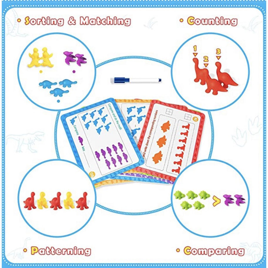 Counting Cognitive Toy | Early Education Montensorri Color Classification Card Soft Dinosaur Animal Vehicle Toys - Boo & Bub