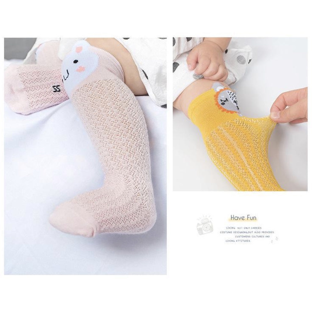 Cute Cartoon Long Socks | Cotton Socks Mosquito-proof Stockings Animal Baby Cotton Socks Knee High Long Leg Warmers - Boo & Bub