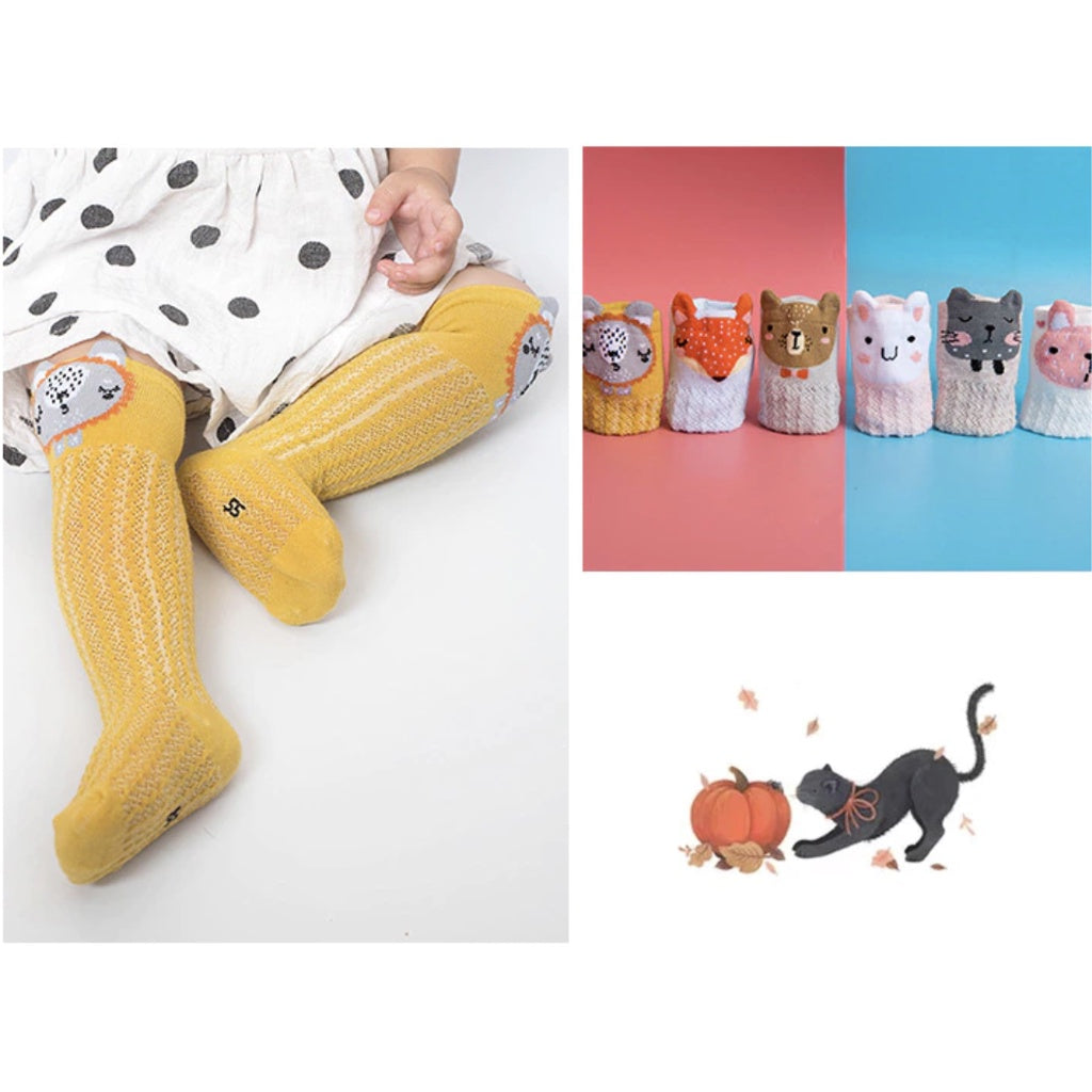 Cute Cartoon Long Socks | Cotton Socks Mosquito-proof Stockings Animal Baby Cotton Socks Knee High Long Leg Warmers - Boo & Bub