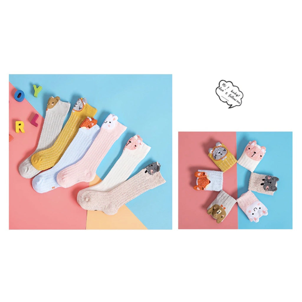 Cute Cartoon Long Socks | Cotton Socks Mosquito-proof Stockings Animal Baby Cotton Socks Knee High Long Leg Warmers - Boo & Bub