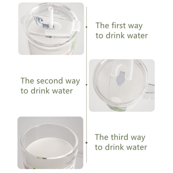 400ml Milk Cup with Cover Silicone straw | Training Glass Mug Baby Dinosaur Unicorn Water Bottle Heat-Resistant - Boo & Bub